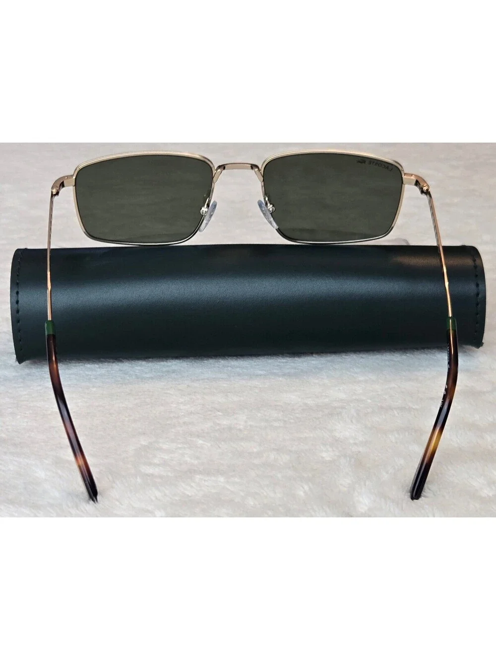 NEW Lacoste L277S Gold Metal Sunglasses Green Lens 55-19-145 100% UV Protection
